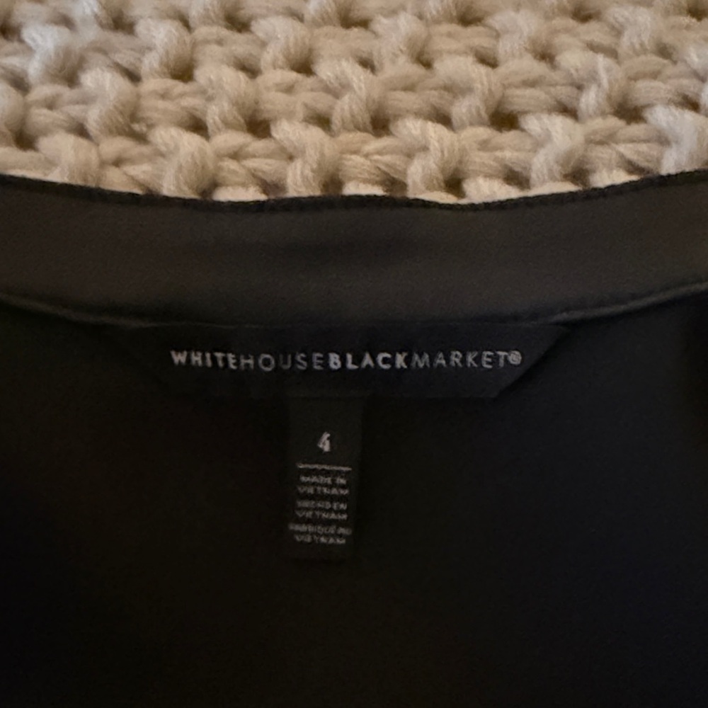 White House Black Market Coated Denim Puff Sleeve Blouse - Picture 9 of 10